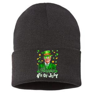 Happy 4th Of July Funny Joe Biden Leprechaun St Patricks Day Sustainable Knit Beanie