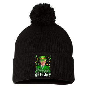 Happy 4th Of July Funny Joe Biden Leprechaun St Patricks Day Pom Pom 12in Knit Beanie