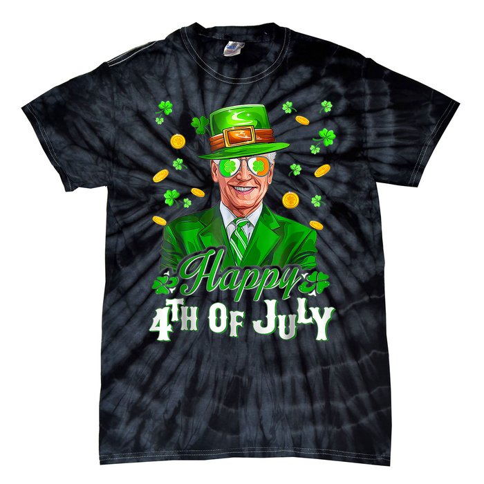 Happy 4th Of July Funny Joe Biden Leprechaun St Patricks Day Tie-Dye T-Shirt