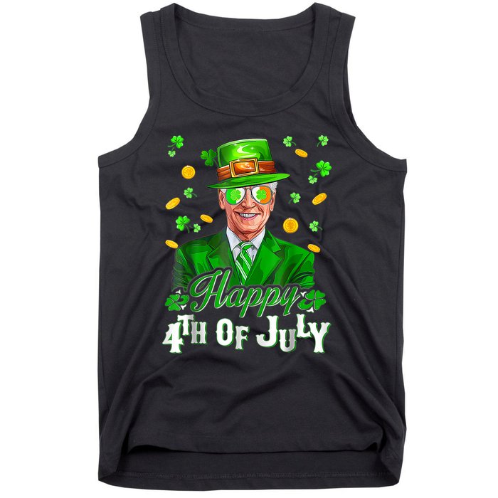 Happy 4th Of July Funny Joe Biden Leprechaun St Patricks Day Tank Top