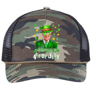 Happy 4th Of July Funny Joe Biden Leprechaun St Patricks Day Retro Rope Trucker Hat Cap