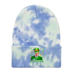 Happy 4th Of July Funny Joe Biden Leprechaun St Patricks Day Tie Dye 12in Knit Beanie