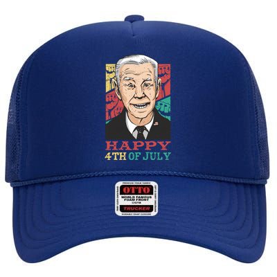 Happy 4th Of July Biden Gift High Crown Mesh Back Trucker Hat