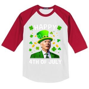 Happy 4th Of July Confused Funny Joe Biden St Patricks Day Gift Kids Colorblock Raglan Jersey