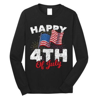 Happy 4th Of July Patriotic American Us Flag 4th Of July Long Sleeve Shirt