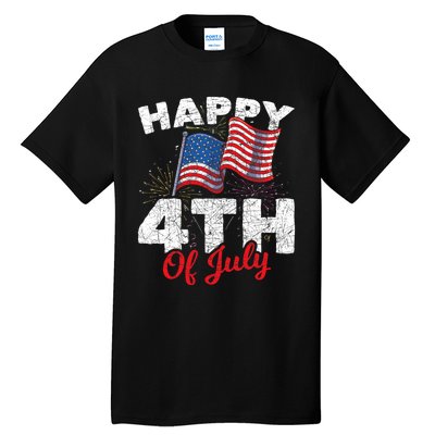 Happy 4th Of July Patriotic American Us Flag 4th Of July Tall T-Shirt