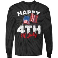 Happy 4th Of July Patriotic American Us Flag 4th Of July Tie-Dye Long Sleeve Shirt