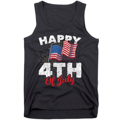 Happy 4th Of July Patriotic American Us Flag 4th Of July Tank Top