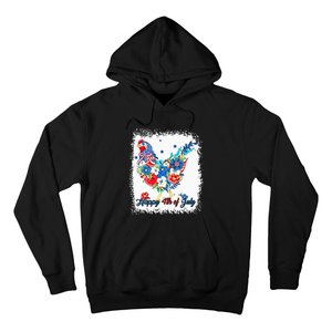 Happy 4th Of July Floral Chicken Flowers Patriotic Usa Flag Hoodie