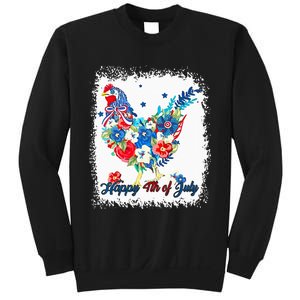 Happy 4th Of July Floral Chicken Flowers Patriotic Usa Flag Sweatshirt