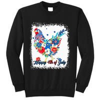 Happy 4th Of July Floral Chicken Flowers Patriotic Usa Flag Sweatshirt