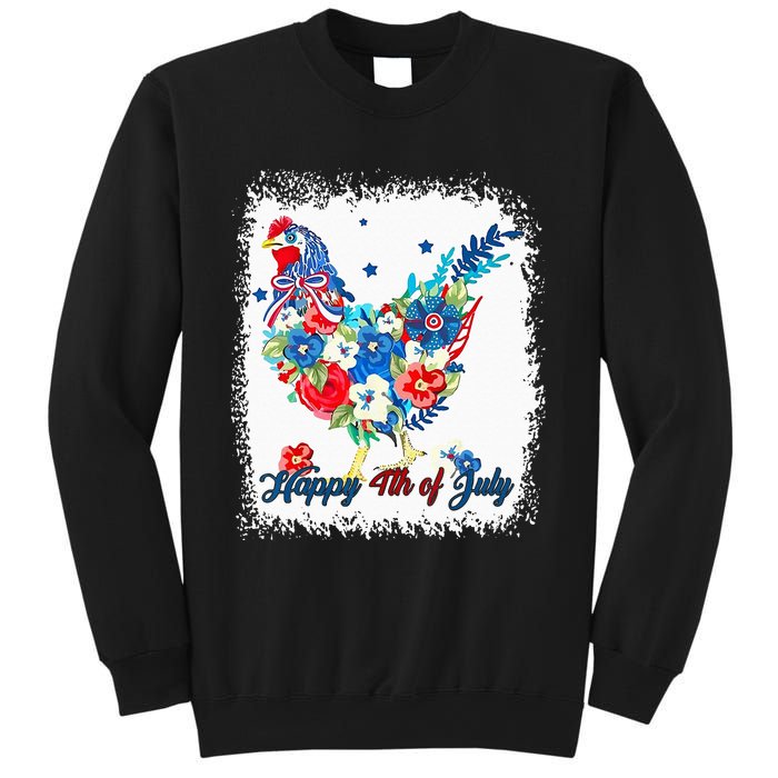 Happy 4th Of July Floral Chicken Flowers Patriotic Usa Flag Sweatshirt