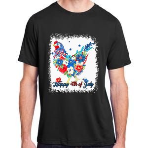 Happy 4th Of July Floral Chicken Flowers Patriotic Usa Flag Adult ChromaSoft Performance T-Shirt