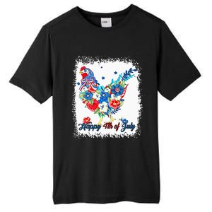 Happy 4th Of July Floral Chicken Flowers Patriotic Usa Flag Tall Fusion ChromaSoft Performance T-Shirt