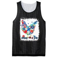 Happy 4th Of July Floral Chicken Flowers Patriotic Usa Flag Mesh Reversible Basketball Jersey Tank