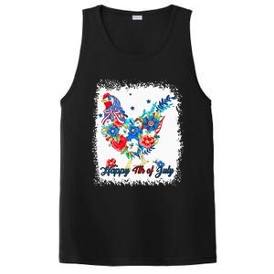 Happy 4th Of July Floral Chicken Flowers Patriotic Usa Flag PosiCharge Competitor Tank