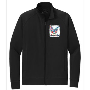 Happy 4th Of July Floral Chicken Flowers Patriotic Usa Flag Stretch Full-Zip Cadet Jacket