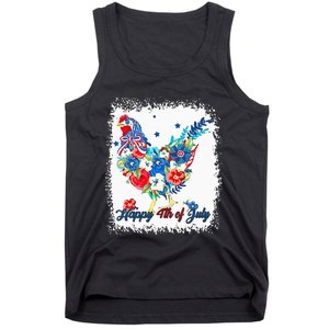 Happy 4th Of July Floral Chicken Flowers Patriotic Usa Flag Tank Top