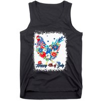 Happy 4th Of July Floral Chicken Flowers Patriotic Usa Flag Tank Top