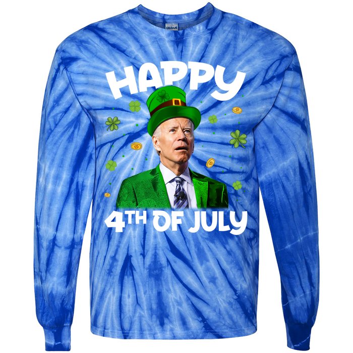 Happy 4th Of July Confused Funny Joe Biden St Patricks Day Gift Tie-Dye Long Sleeve Shirt