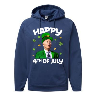 Happy 4th Of July Confused Funny Joe Biden St Patricks Day Gift Performance Fleece Hoodie