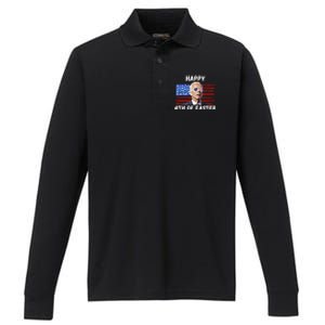 Happy 4th Of Easter Funny Biden 4th Of July Performance Long Sleeve Polo