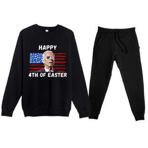 Happy 4th Of Easter Funny Biden 4th Of July Premium Crewneck Sweatsuit Set