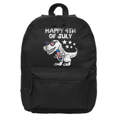 Happy 4th Of July Trex Dinosaur American Dino 16 in Basic Backpack