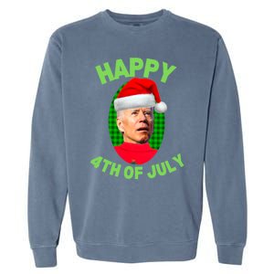 Happy 4th Of July Funny Christmas Xmas Joe Biden President Great Gift Garment-Dyed Sweatshirt