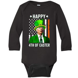 Happy 4th Of Easter Funny Joe Biden St Patricks Day Baby Long Sleeve Bodysuit