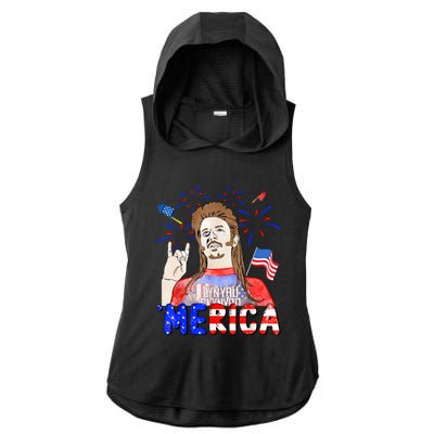 Happy 4th Of July Merica Funny Joe American Flag Ladies PosiCharge Tri-Blend Wicking Draft Hoodie Tank