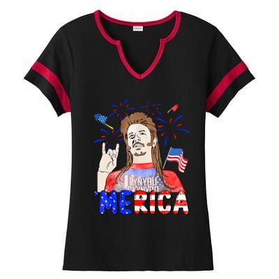 Happy 4th Of July Merica Funny Joe American Flag Ladies Halftime Notch Neck Tee