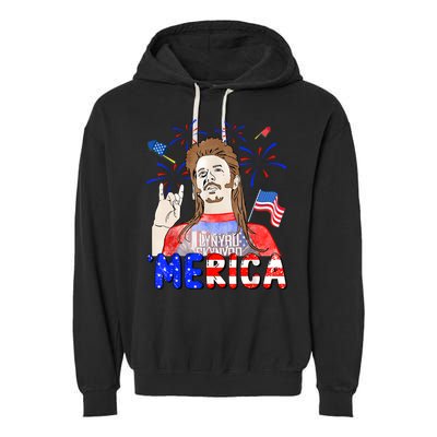 Happy 4th Of July Merica Funny Joe American Flag Garment-Dyed Fleece Hoodie