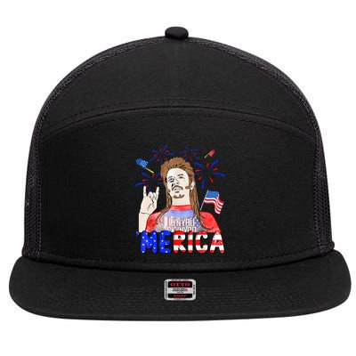Happy 4th Of July Merica Funny Joe American Flag 7 Panel Mesh Trucker Snapback Hat