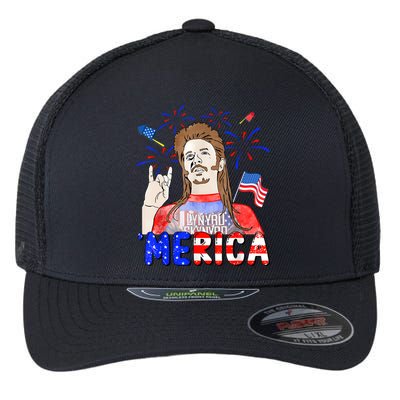 Happy 4th Of July Merica Funny Joe American Flag Flexfit Unipanel Trucker Cap