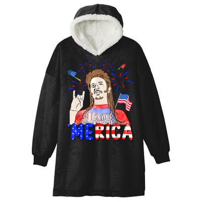 Happy 4th Of July Merica Funny Joe American Flag Hooded Wearable Blanket