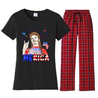 Happy 4th Of July Merica Funny Joe American Flag Women's Flannel Pajama Set