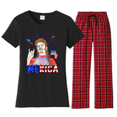 Happy 4th Of July Merica Funny Joe American Flag Women's Flannel Pajama Set