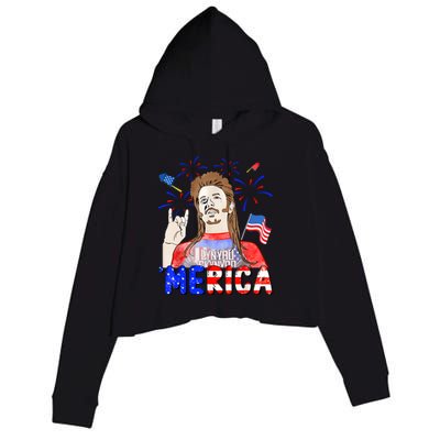 Happy 4th Of July Merica Funny Joe American Flag Crop Fleece Hoodie