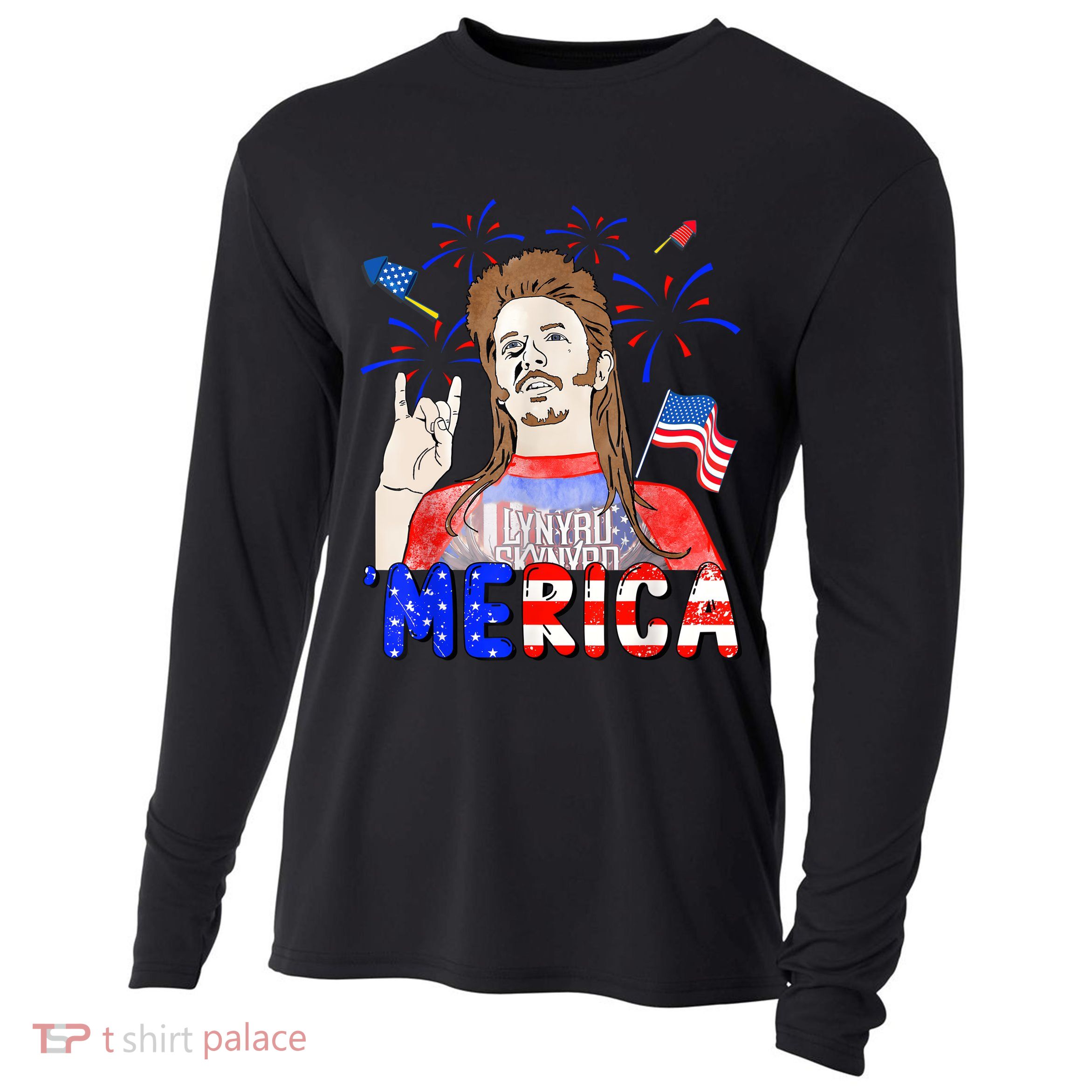 Happy 4th Of July Merica Funny Joe American Flag Cooling Performance Long Sleeve Crew