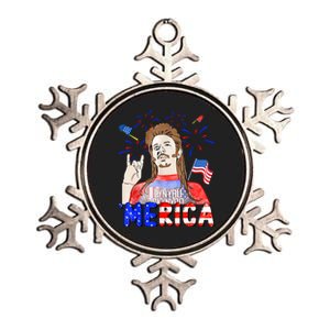 Happy 4th Of July Merica Funny Joe American Flag Metallic Star Ornament