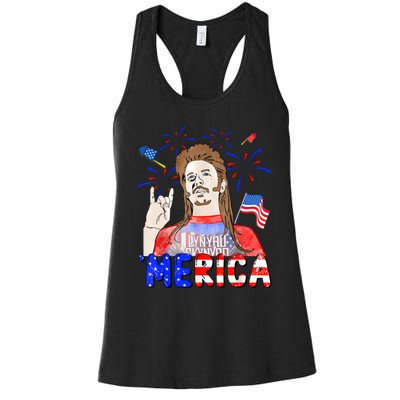 Happy 4th Of July Merica Funny Joe American Flag Women's Racerback Tank