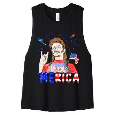 Happy 4th Of July Merica Funny Joe American Flag Women's Racerback Cropped Tank