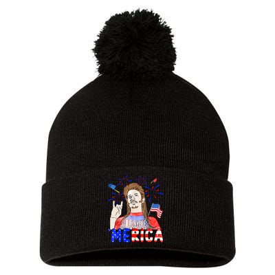 Happy 4th Of July Merica Funny Joe American Flag Pom Pom 12in Knit Beanie