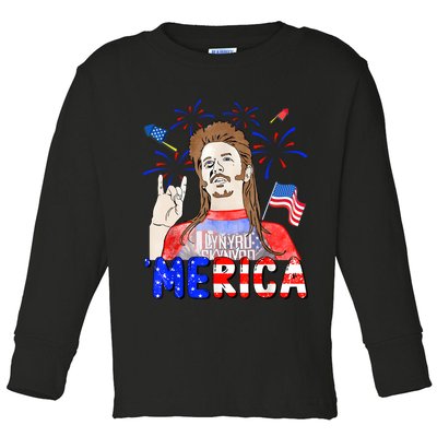 Happy 4th Of July Merica Funny Joe American Flag Toddler Long Sleeve Shirt