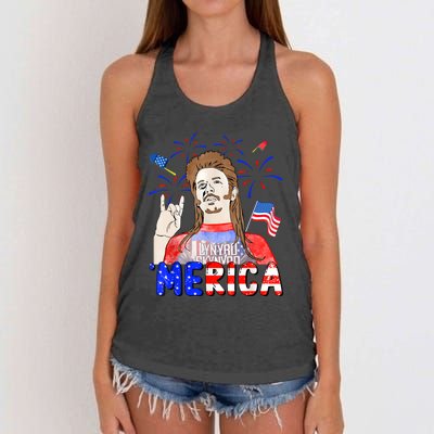 Happy 4th Of July Merica Funny Joe American Flag Women's Knotted Racerback Tank