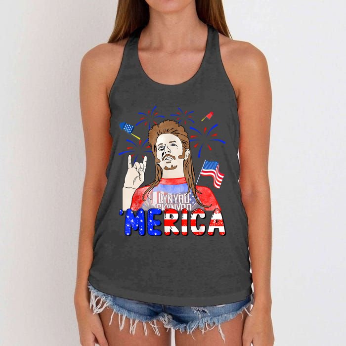 Happy 4th Of July Merica Funny Joe American Flag Women's Knotted Racerback Tank