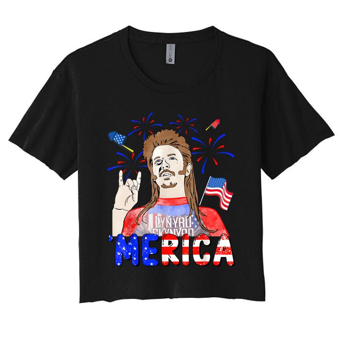 Happy 4th Of July Merica Funny Joe American Flag Women's Crop Top Tee