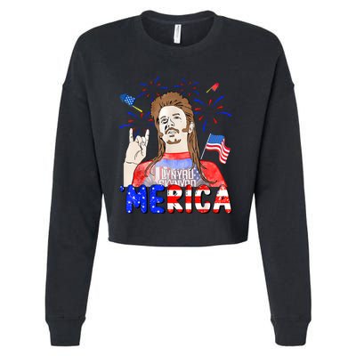 Happy 4th Of July Merica Funny Joe American Flag Cropped Pullover Crew