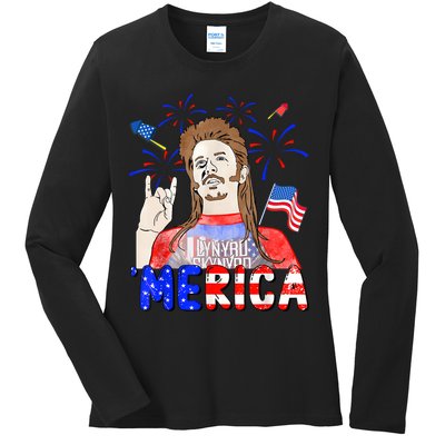 Happy 4th Of July Merica Funny Joe American Flag Ladies Long Sleeve Shirt